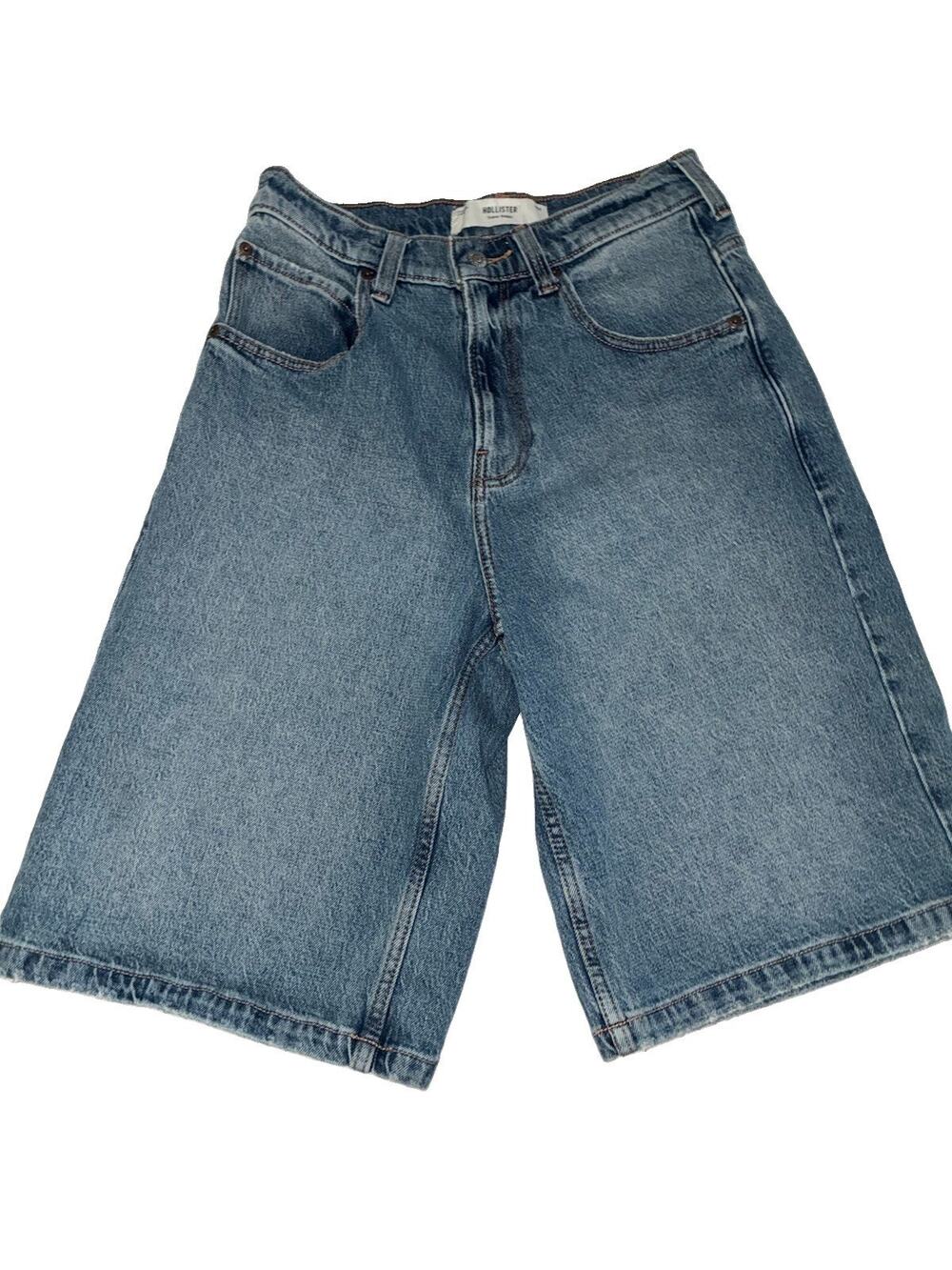 Hollister Super Baggy Men’s Denim Shorts Below Knee Medium Wash Size 29